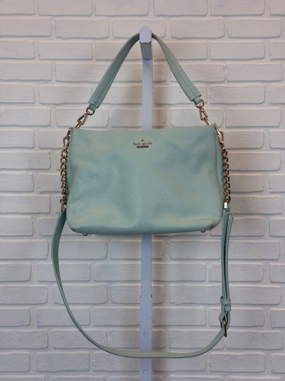 Kate Spade Small Ryley Emerson Lane Aqua Leather Crossbody
